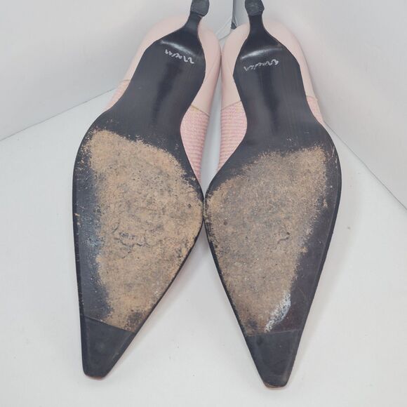 Stuart Weitzman Womens Sz 8 Pink Leather Pointed Toe Heels Plaid - Picture 9 of 9